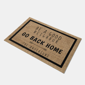 Paillasson Rustic Funny Farmhouse Burlap Soyez un bon voisin