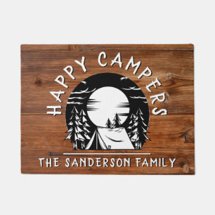 Paillasson Rustic Happy Campers Nom de famille Tent Pine Tree