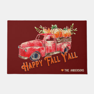 Paillasson Rustic Happy Fall Y'all Vintage Truck Citrouille