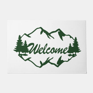 Paillasson Rustic Mountain & Pine Tree Forest Welcome Doormat