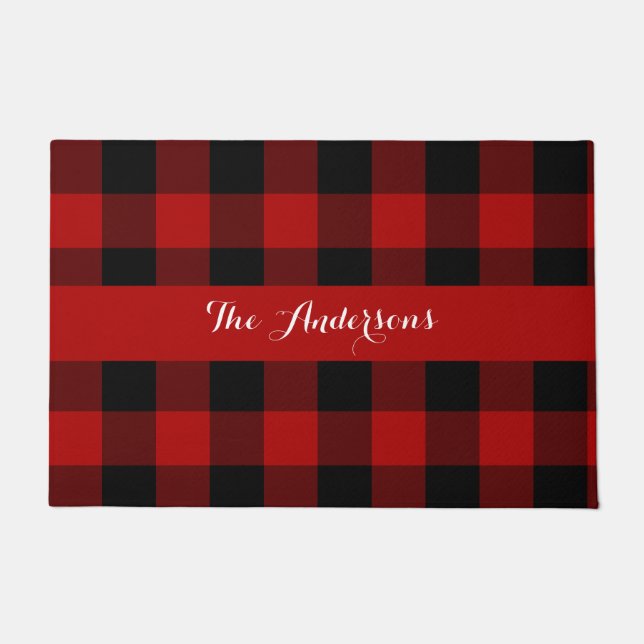Paillasson Rustic Red Buffalo Check personnalisé  (Devant)
