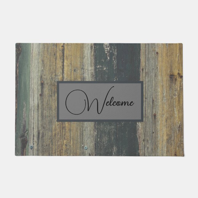 Paillasson "Rustic Wood Farmhouse Personnalisé (Devant)