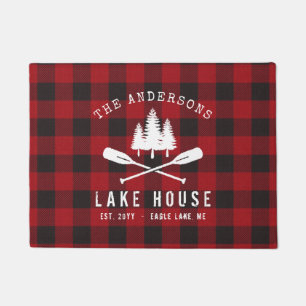 Paillasson Rustique Country Lake House Tree Red Buffalo Plaid