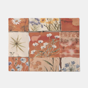 Paillasson Rustique Fleur sauvage en terre cuite Patchwork Bo