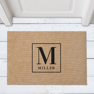 Paillasson Rustique moderne Nom de famille Monogramme