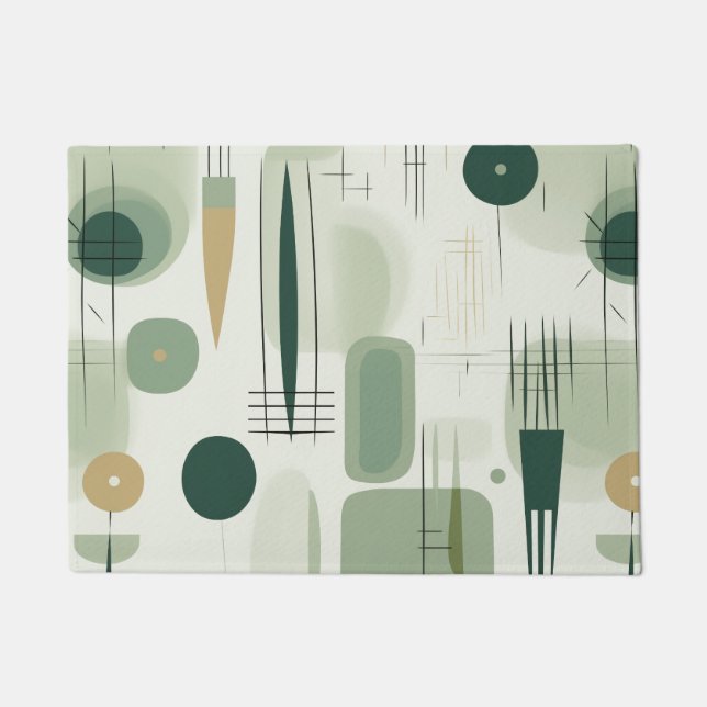 Paillasson Sage Green Mid Century Moderne Abstrait (Devant)