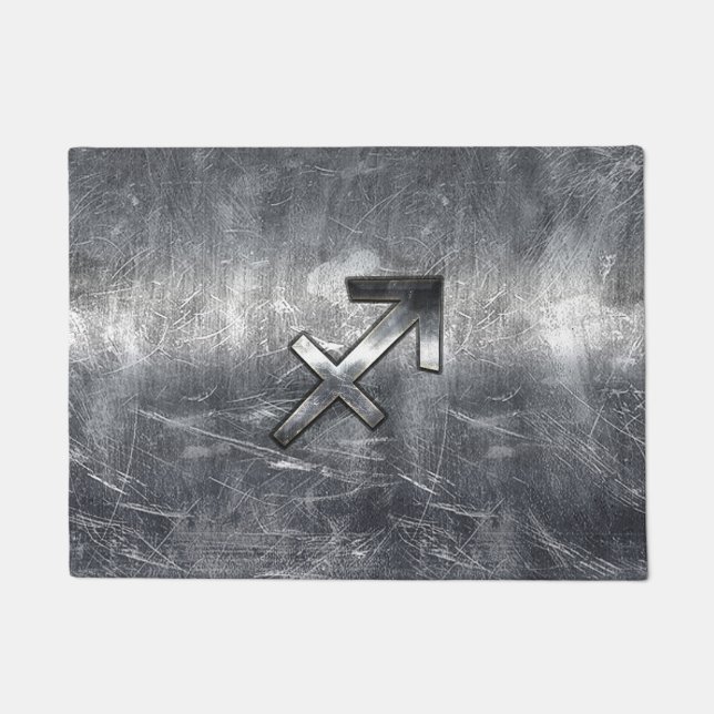 Paillasson Sagittarius Zodiac Dans Grunge Revêtement d'acier  (Devant)