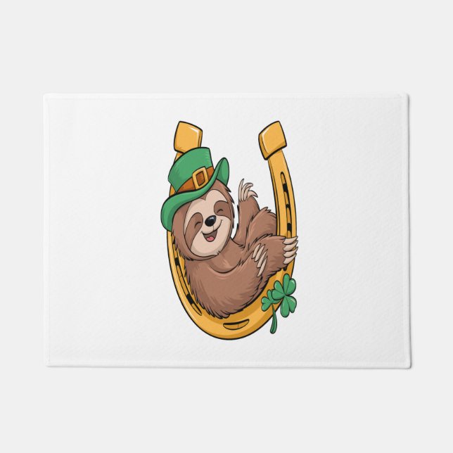 Paillasson Saint Patrick's Day Sloth Horseshoe Lucky (Devant)