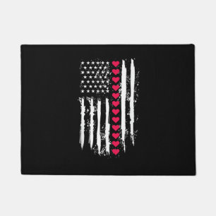 Paillasson Saint-Valentin Cœurs Rouges Drapeau Américain US P
