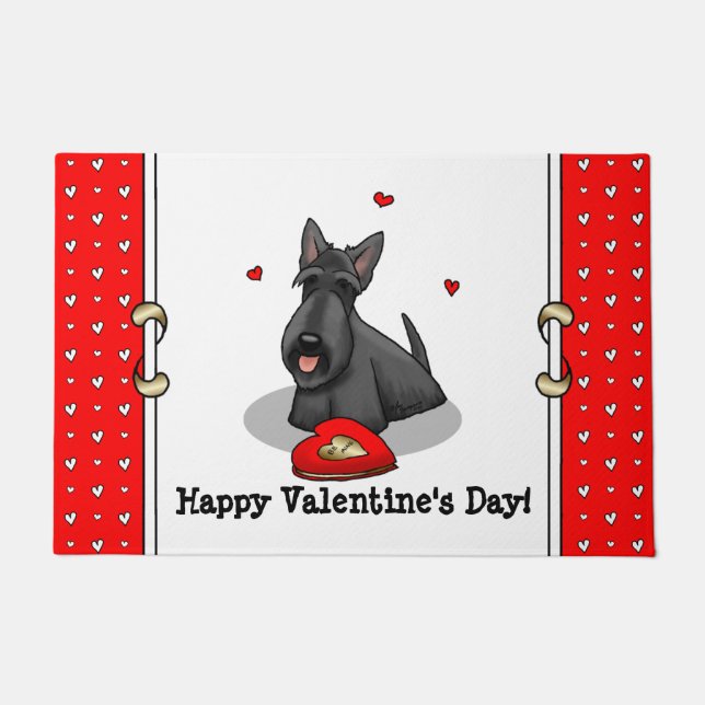 Paillasson Saint-Valentin (rouge) Chien écossais (noir) migno (Devant)