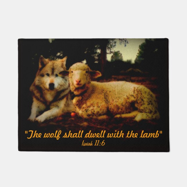 Paillasson Sainte Bible, le loup et l'agneau, 11:6 d'Isaïe (Devant)