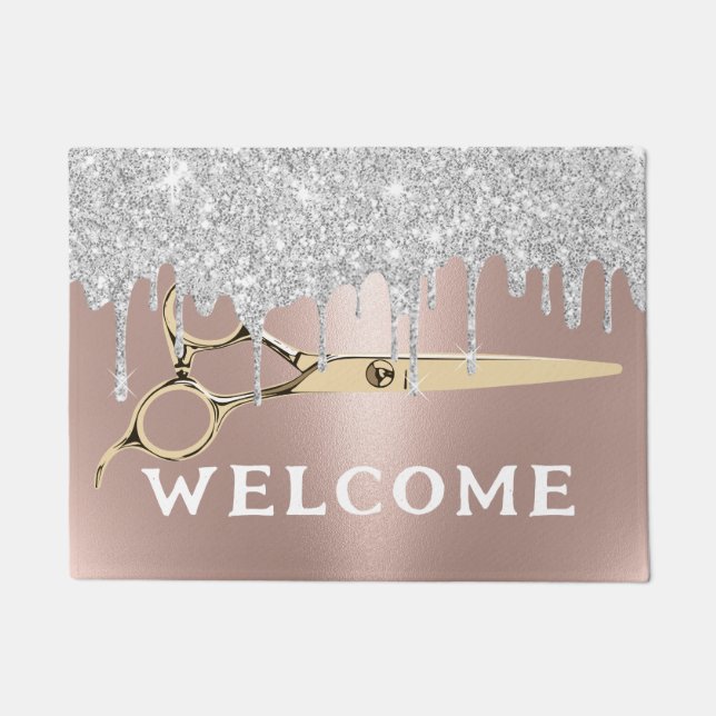 Paillasson Salon des cheveux Rose moderne Gold & Silver Drive (Devant)