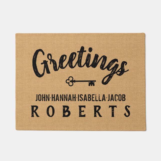 Paillasson Salutations Burlap Farmhouse Feedback sack Personn (Devant)