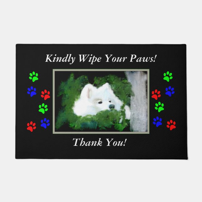 Paillasson Samoyed Porte Mat de 18x24 po ou 24x36 po (Devant)