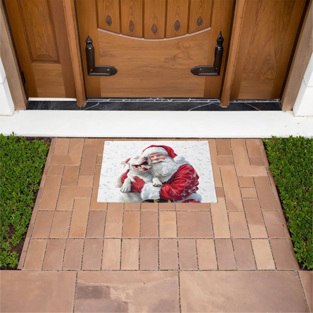 Paillasson Santa Claus et Pitbull Chien Chien Chien Chien (De plein air)