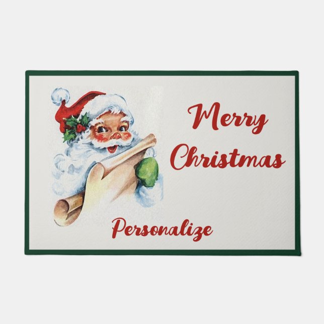 Paillasson Santa Claus Joyeux Noël Fête Personnaliser (Devant)