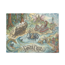 Santa Cruz Californie Carte Illustrée Mythique