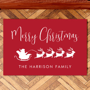 Paillasson Santas Sleigh Joyeux Noël Rouge