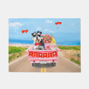 Paillasson Schnauzer Saint-Valentin Camion coeurs
