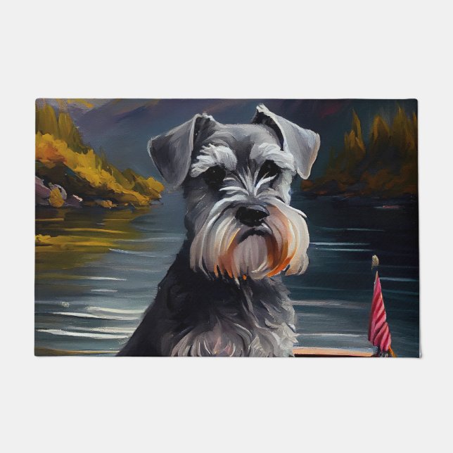 Paillasson Schnauzer sur une pédale : une aventure Pittoresqu (Devant)