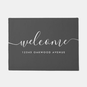 Paillasson Script de calligraphie moderne Bienvenue Adresse d