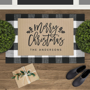 Paillasson Script moderne Joyeux Noël personnalisé