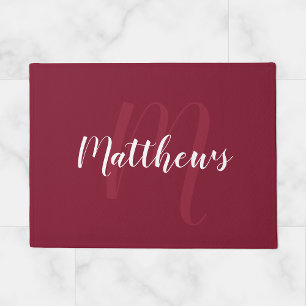 Paillasson Script moderne Monogramme personnalisé et nom de f