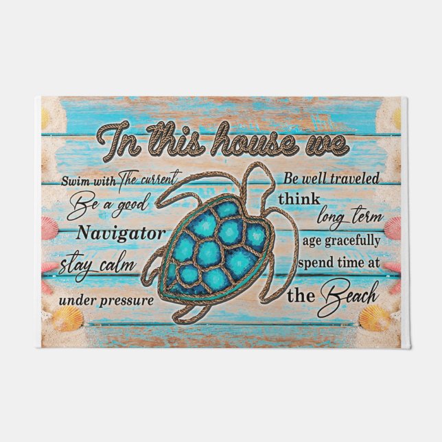 Paillasson Sea Turtle doormat, front doormate, coastal doorma (Devant)