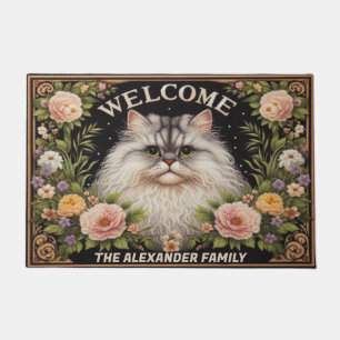 Paillasson Selkirk Rex Chat, Floral Chic Bienvenue