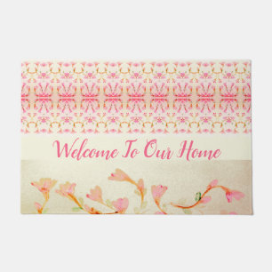 Paillasson Shabby Chic Pink Floral Accented Designer