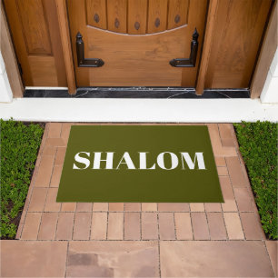 Paillasson Shalom moire d'olive vert moderne élégant