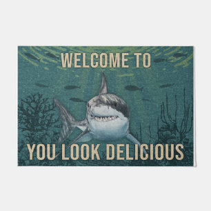 Paillasson Shark Welcome You Look Delicious doormat