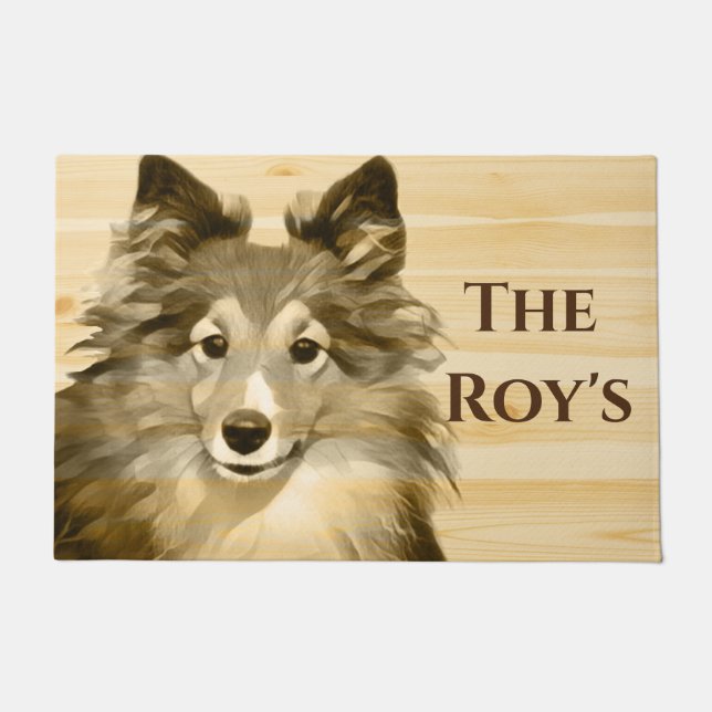 Paillasson Sheltie Collie Herbe Dog ajouter Name Doormat (Devant)