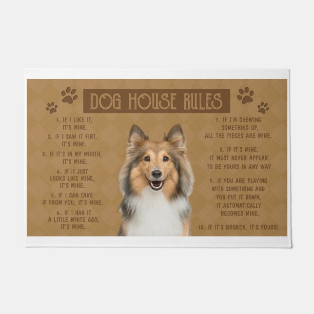 Paillasson Shetland Sheepdog Dog House Règles, S'Il Est Rompu (Devant)