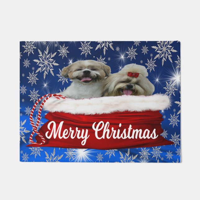 Paillasson Shih tzu Door Mat, Joyeux Noël (Devant)