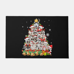 Paillasson Siberian husky christmas tree lights dog