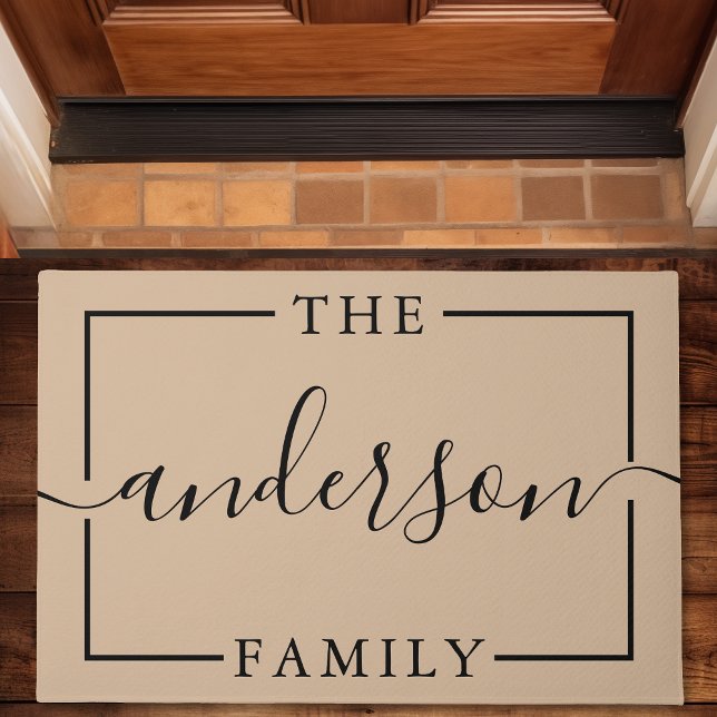 Paillasson Signature Script personnalisé Tan Nom de famille (Créateur téléchargé)