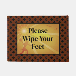 Paillasson S'il vous plaît essuyer vos pieds brun orange tenn