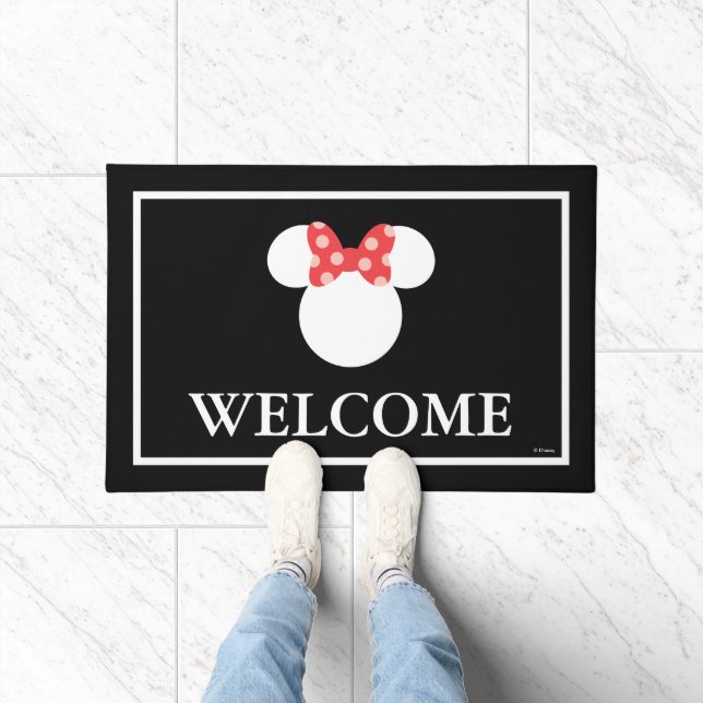 Paillasson Silhouette de la tête de point de Minnie Polka | B (Intérieur)