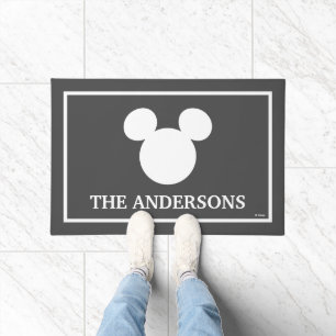 Paillasson Silhouette de tête de souris Mickey   Bienvenue