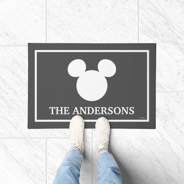 Paillasson Silhouette de tête de souris Mickey | Bienvenue (Intérieur)