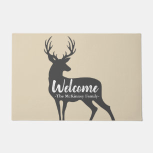 Paillasson Silhouette grise rustique de cerfs communs et