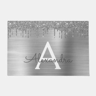 Paillasson Silver Glitter Brushed metal Monogram
