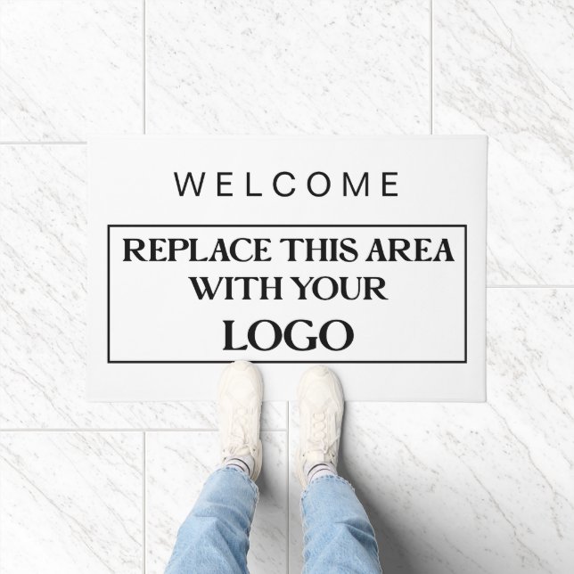 Paillasson Simple Bienvenue Business Logo Société N'importe q (Intérieur)