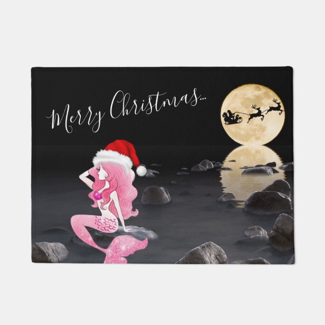 Paillasson Sirène avec Pleine lune de chapeau de Santa Hat Jo (Devant)