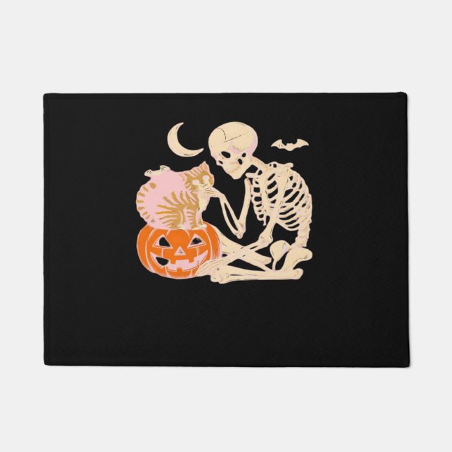 Paillasson Skeleton Accrocher chat Halloween Amoureux des cha (Devant)