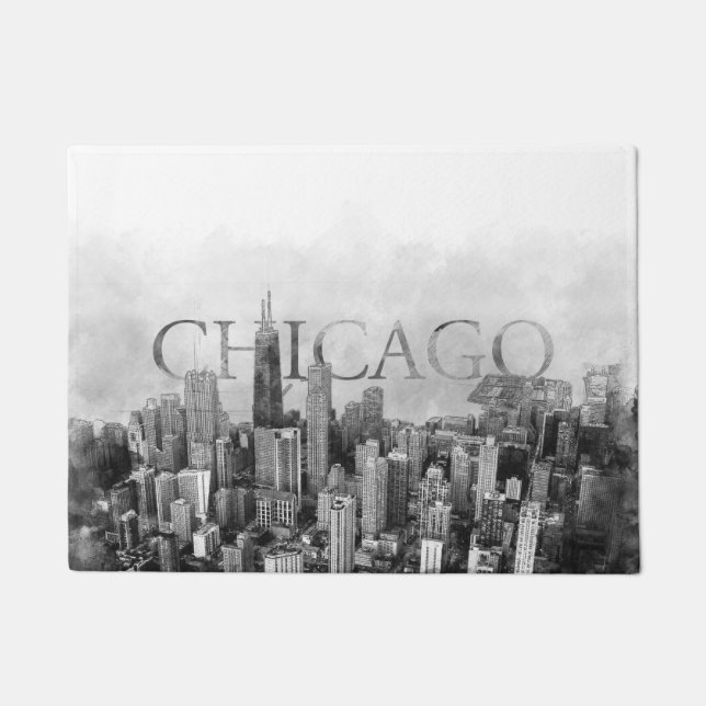 Paillasson Sketch de Chicago Skyline (Devant)