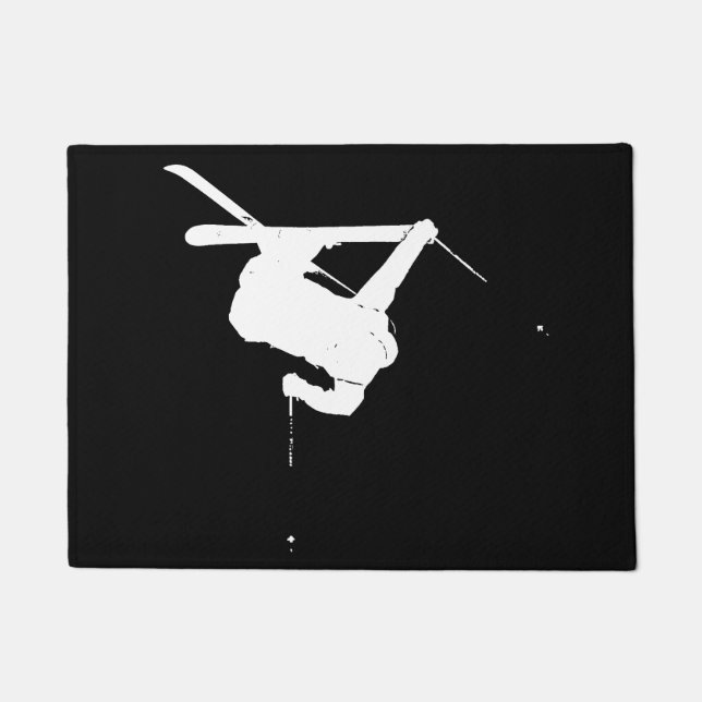 Paillasson Skieur noir et blanc (Devant)