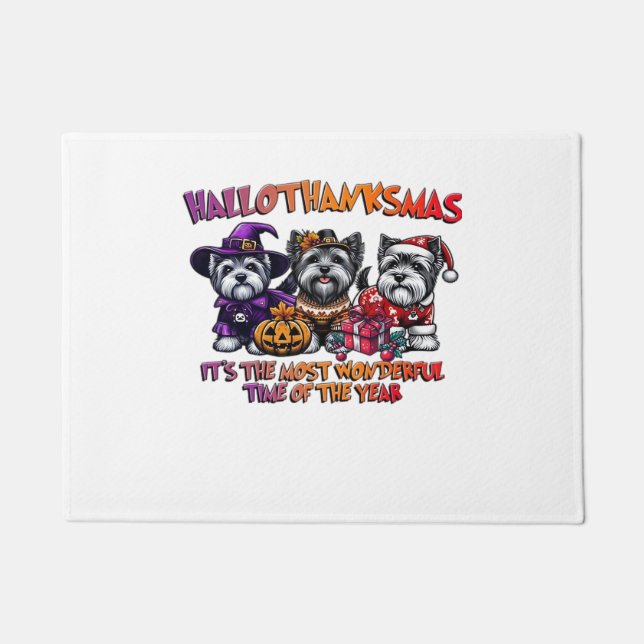 Paillasson Skye Terrier Halloween Thanksgiving Noël Classes (Devant)