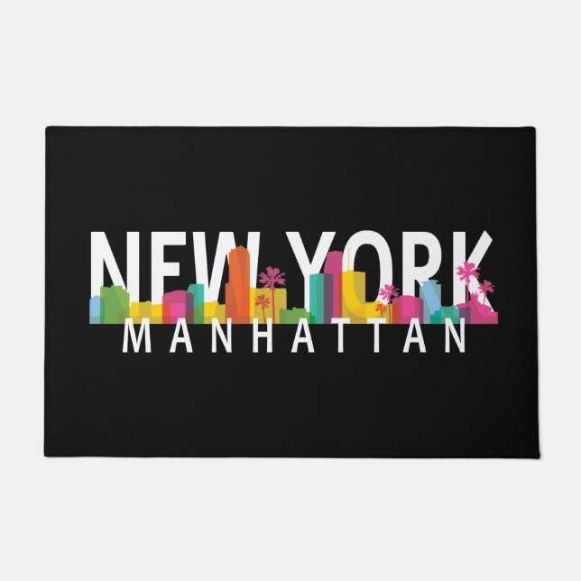Paillasson Skyline de New York Manhattan avec palmiers (Devant)